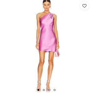 revolve pink one shoulder dress size small cami nyc